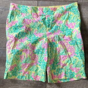 Lilly Pulitzer Flamingo Print Palm Beach Fit Cotton Shorts Vintage